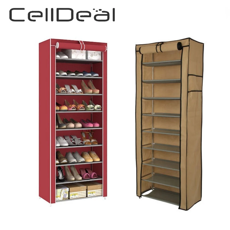 Multi Tiers Dust Proof Portable Steel Stackable Storage Shoe Rack Non-woven Fabrics Cabinet Organizer Shoes Rack Shoe Storage