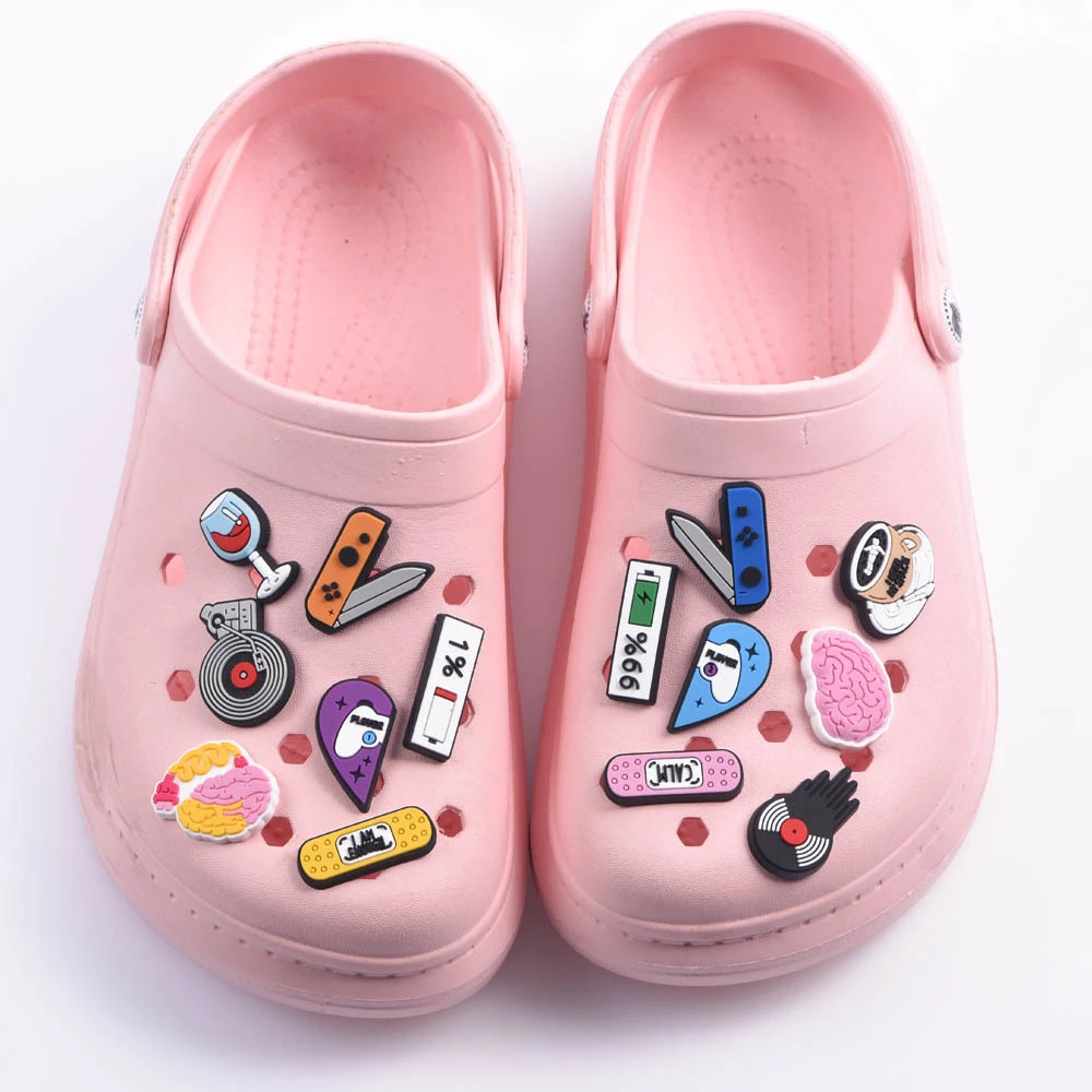 1 Pcs Music Croc Shoes Charms Camera Ticket Coffee Shoe Charm Accessories Cartoon Clog Shoes Musical Record Decoration Power Off