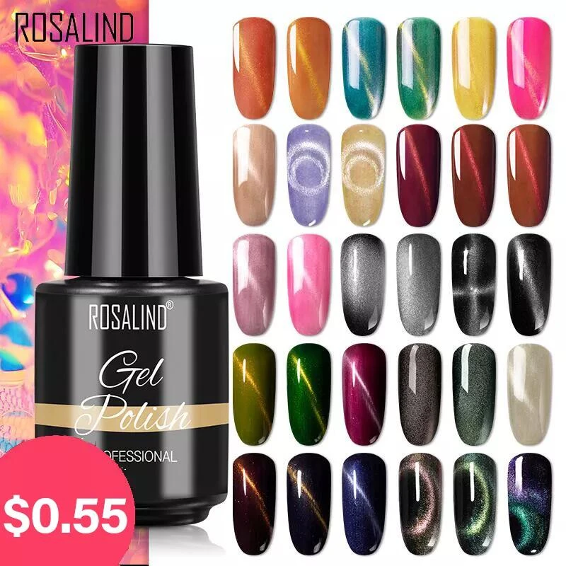 ROSALIND 9D Cat Eye Gel Nail Polish Gel Hybrid Varnishes Crystal UV LED Polish For Manicure Semi Permanent Nails Art Design