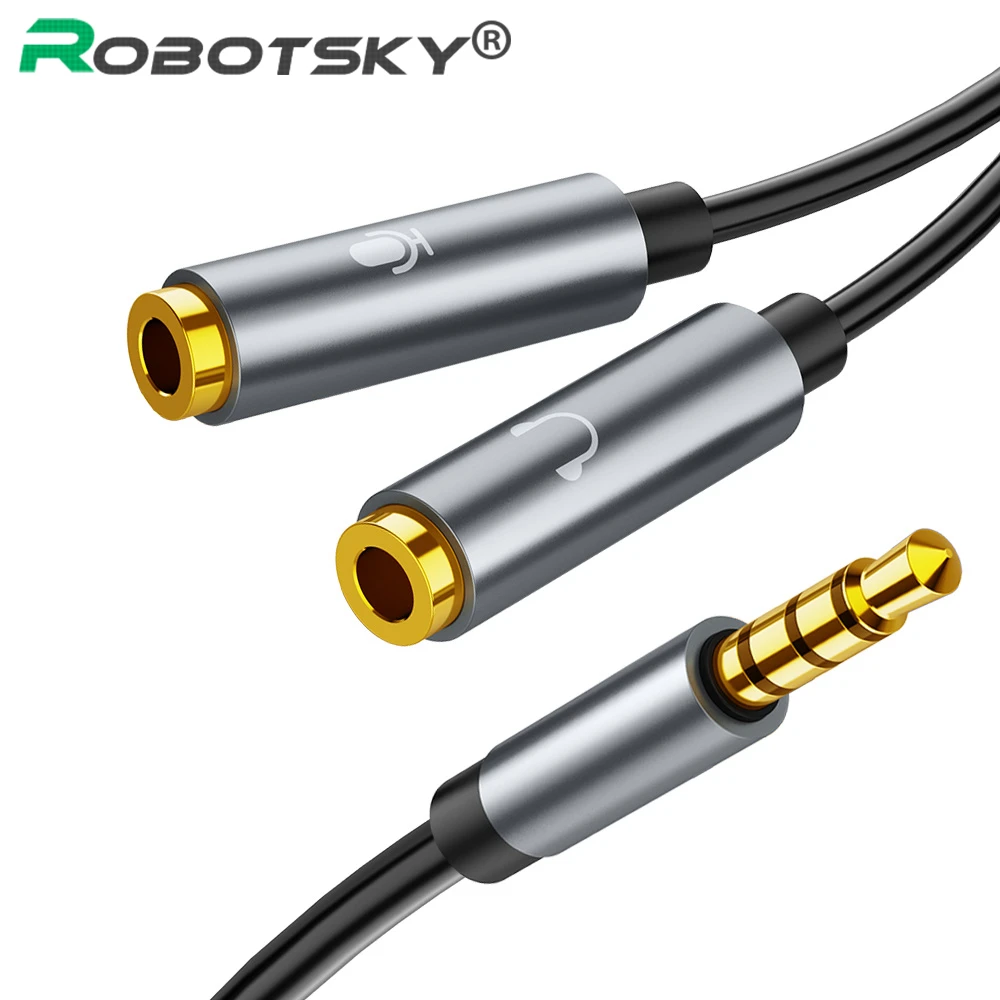 3.5mm Jack Headphone+Mic Audio Splitter Gold-Plated Aux Extension Adapter Cable Cord for Computer PC Microphone