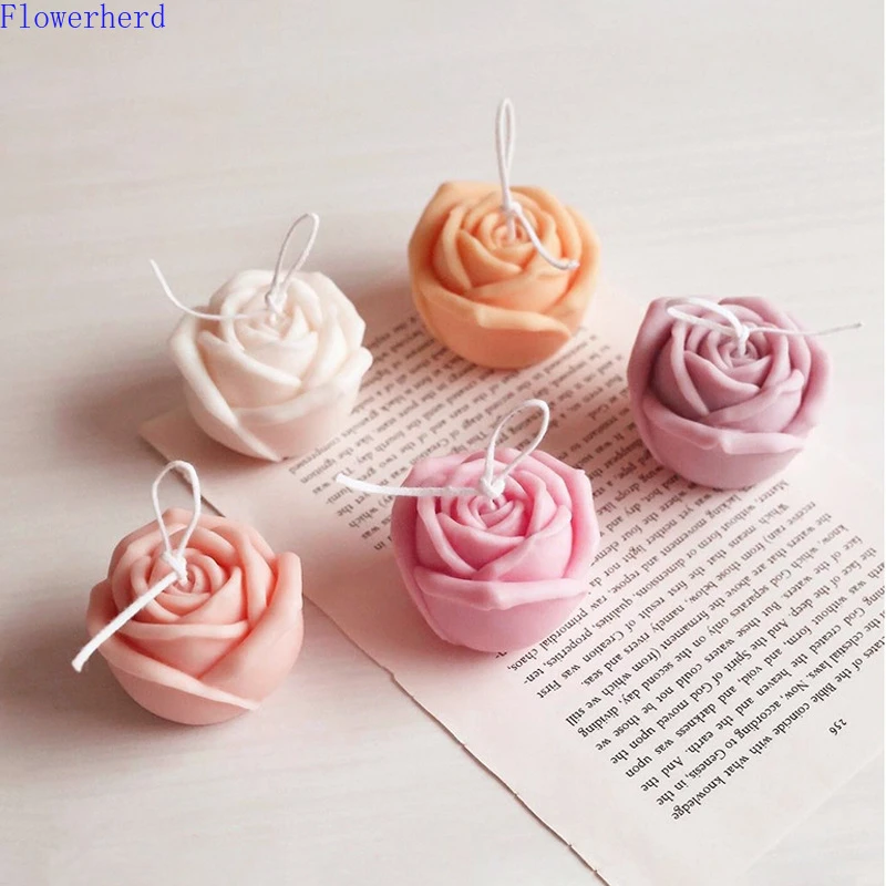 Single Hole 3d Crimping Flower Bud Rose Silicone Mold Rose Flower Cake Decoration Scented Candle Mold Resin Mold Fondant Tools