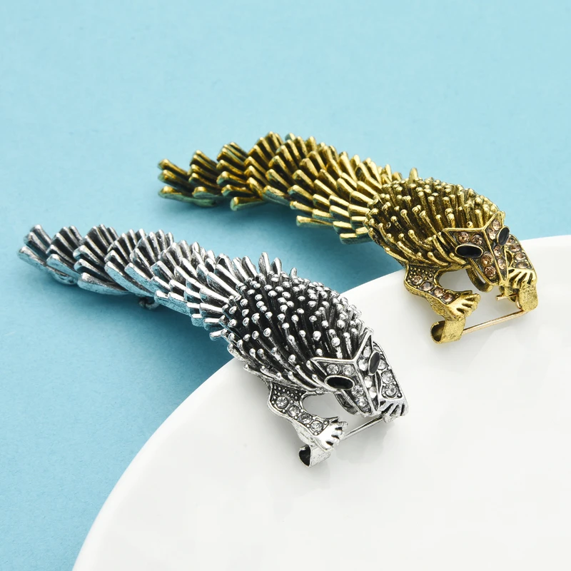Wuli&baby Vintage Pangolin Animal Brooches For Women Men 2-color Party Casual Brooch Pins Gifts