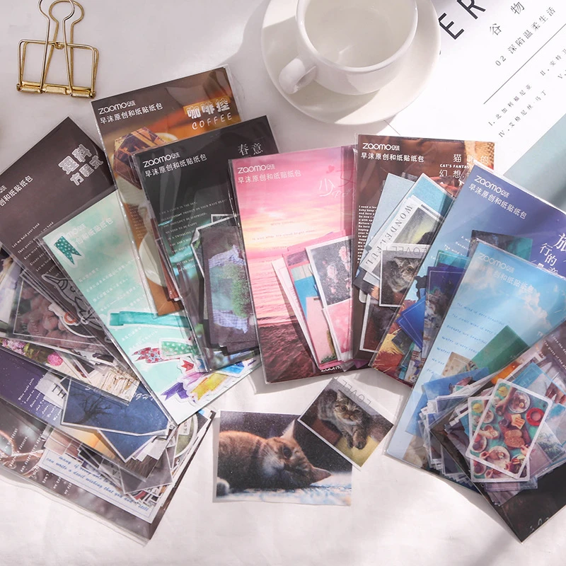 40pcs/pack Coffee Travel Scenery Stationery Sticker Set Scrapbooking Decorative Stickers Diary Album Planner Journal Diy Label
