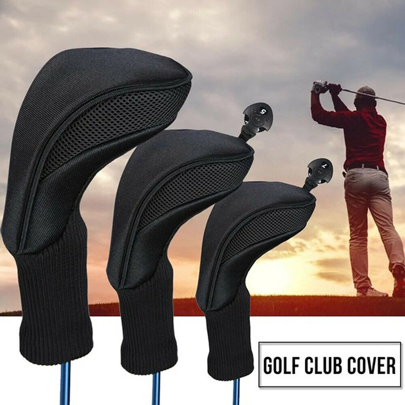 3pcs Long Neck Golf Club Head Covers Wood Driver Protect Headcover Number Tag Fairway Golf Putter Cover Headcovers Accessories