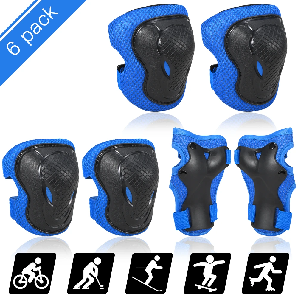 6pcs/set Skating Protective Gear Set Elbow Pads Bicycle Skateboard Ice Skate Roller Bike Knee Protector For Adult Kids Men Women