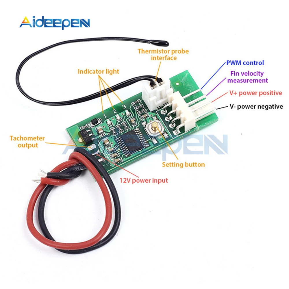 DC 12V 4 Wire PWM Fan Temperature Control Speed Controller Governor Regulator for PC Computer CPU Fan Cooler Alarm Module Board