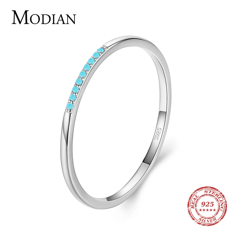 Modian High Quality Turquoise Vintage Ring 100% Real 925 Sterling Silver Exquisite Finger Rings For Women Statement Jewelry Gift