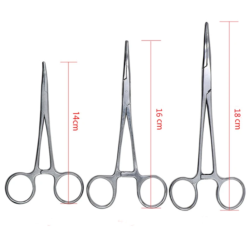 1pc Stainless Steel Hemostatic Clamp Forceps Surgical Forceps Tool  Hemostatic Forceps Pliers Straight/Elbow Tips Needle Holder