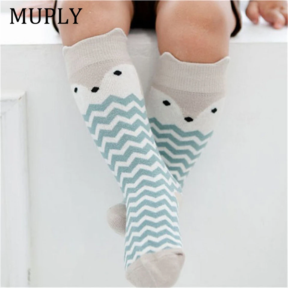 Newborn Kids Girl Boy socks Animal Pattern Anti-slip Knee High Sock Baby Fox Cat Cotton Cute Cartoon Infant Toddler socks