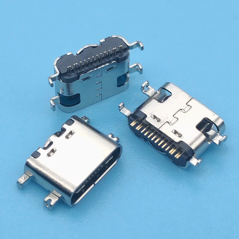 10Pcs/Lot Micro Usb Jack 3.1 Type-C 16Pin Smd 90 Degree Female Connector For Mobile Phone Charging Port Charging Socket