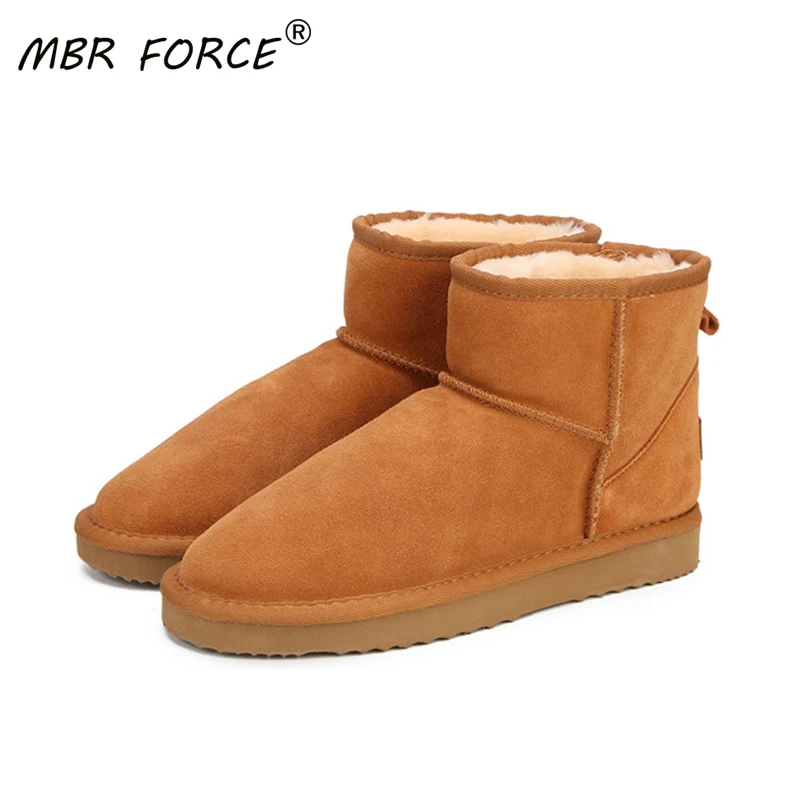 MBR FORCE Australia Women  Snow Boots 100% Genuine Cowhide Leather Ankle Boots Warm Winter Boots Woman shoes large size 34-44