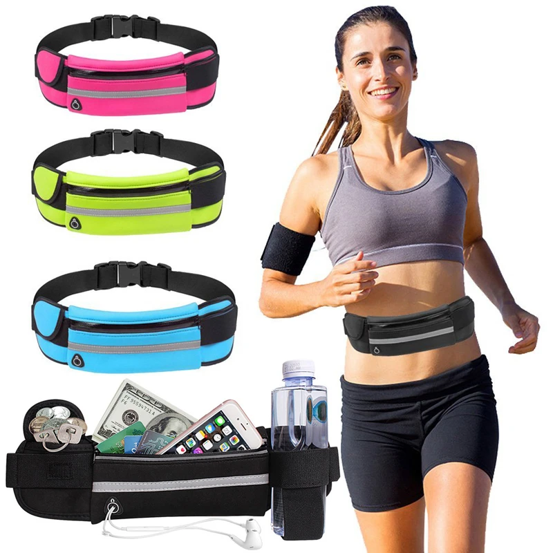 Travel Multifunctional Sports Women's Waist Bag Mini Fanny Pack Portable Convenient USB Pocket Waterproof Phone Belt Bags