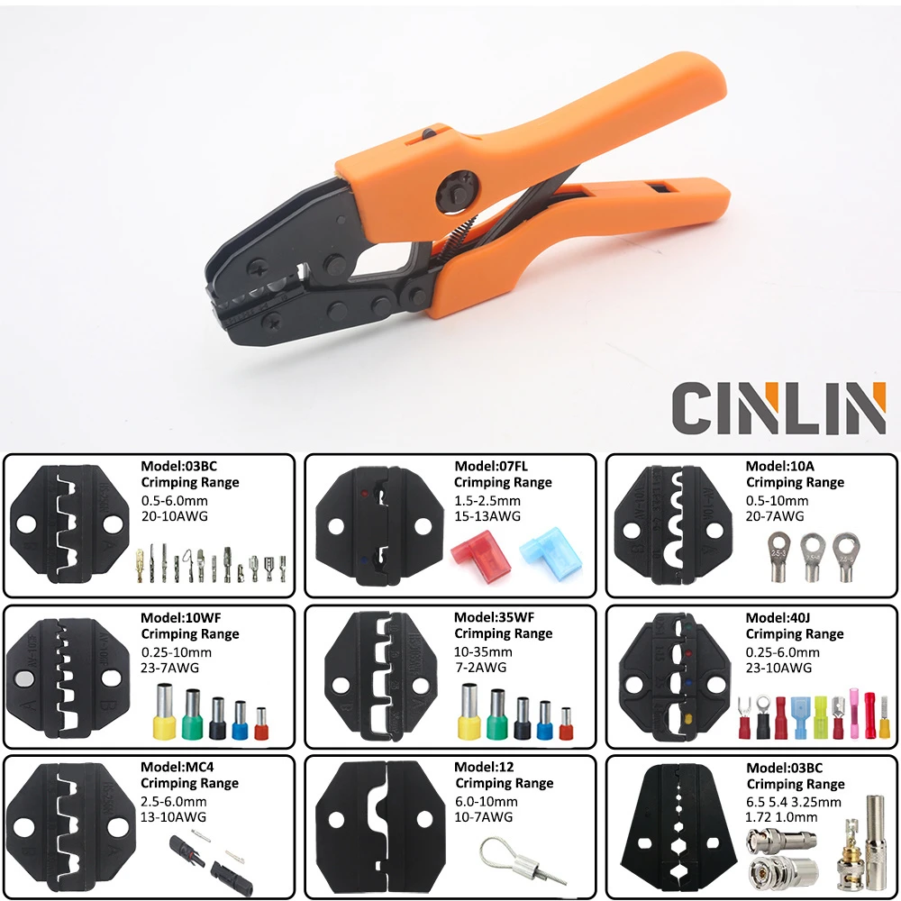 Crimp Pliers & Dies Set Wire Terminals Crimping Tools Precision Crimper Labor-Saving Design Ergonomic Handle Easy To Grasp&Press