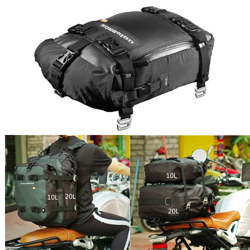 Waterproof Motorcycle Rear Seat Bag Moto Long-Distance Driving Journey Luggage Bag Motocross Backpack Saddle Bag 10L 20L 30L
