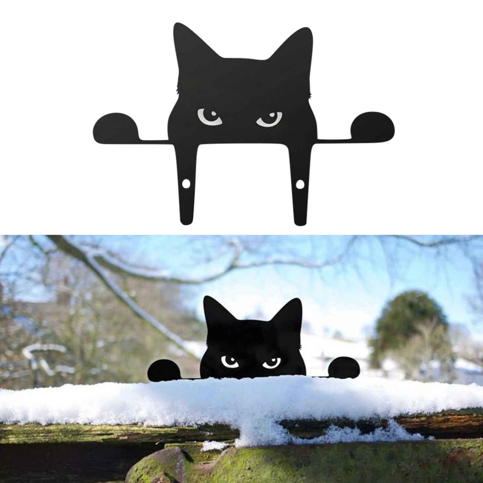 Cat Garden Sculpture Gifts Lawn Ornament For Black Cat Metal Peeping Cat Animals Yard Art Garden Home Decoration Sculpture