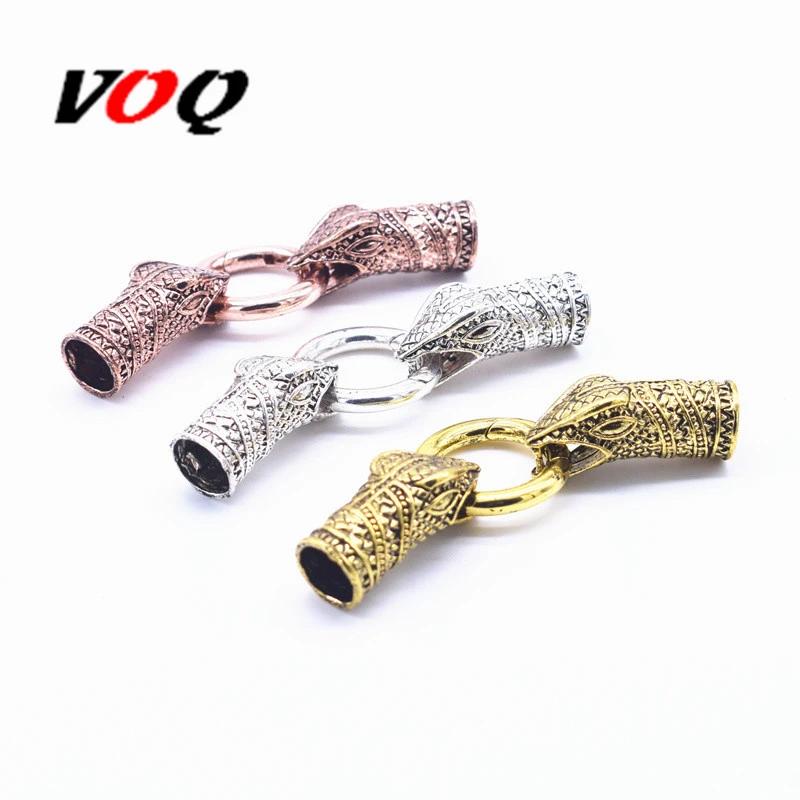 Antique Silver Colour Rose Gold 1 Set Snake Head Clasps Connector for Fermoir Bracelet Diy Jewelry Making Inner Size 10mm