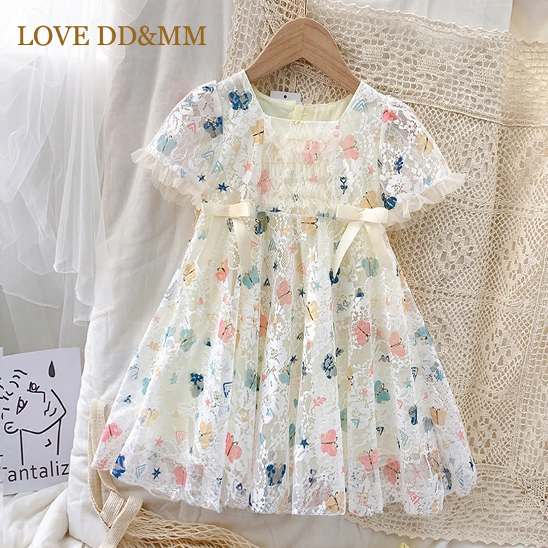 LOVE DD&MM Girls Princess Dresses 2021 Summer New Children's Clothing Cute Butterfly Lace Bow Comfortable Dress Baby Costume