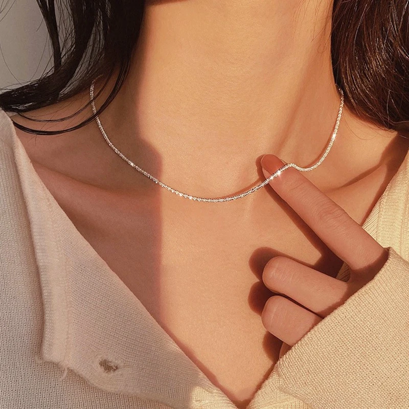 Kpop Women Neck Chain Silver Color Choker Necklaces On The Neck Pendant Wedding Minimalist Jewelry 2021 Chocker Collar For Girls