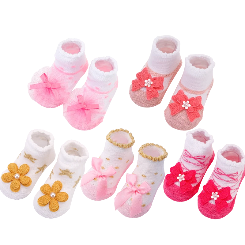 5 Pairs/lot Newborn Baby Socks Infant Cotton Socks Baby Girls Lovely Short Socks Clothes Accessories For 0-6,6-12,12-18 Month
