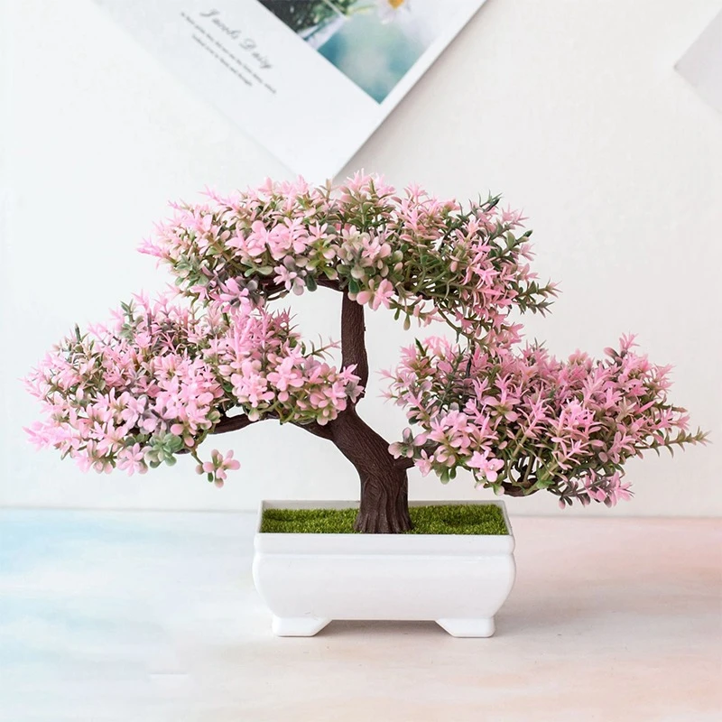 New Artificial Plants Pine Bonsai Small Tree Pot Plants Fake Flowers Potted Ornaments For Home Decoration Hotel Garden Decor