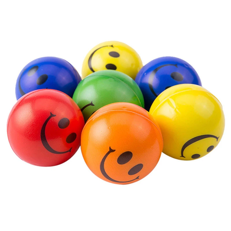5Pcs/lot 6.3cm Smile Face Foam Ball Squeeze Stress Ball Relief Toy Hand Wrist Exercise PU Toy Balls For Children