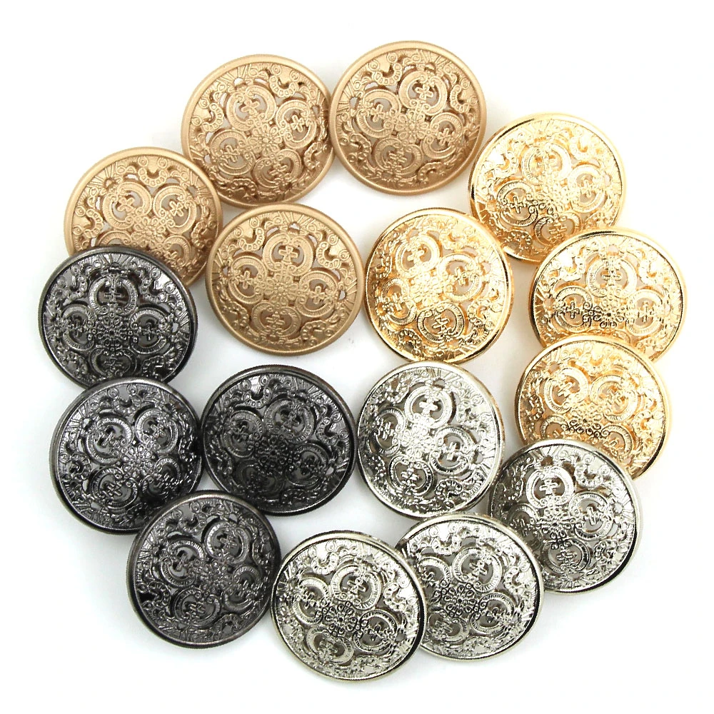 5Pcs Hollow Metal Button Black Sliver Gold Buttons Round Decorative Button For Clothes Sewing Accessories DIY Crafts 14-27mm