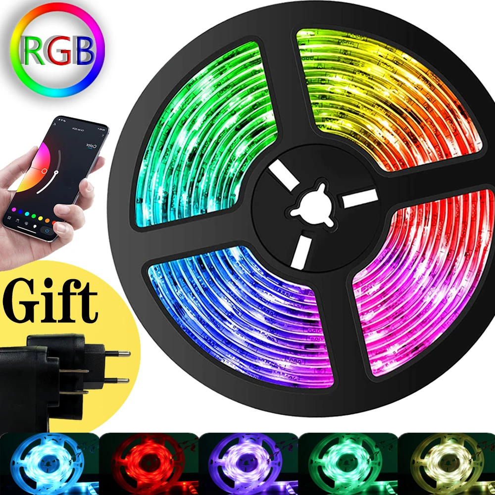 LED Strip Lights SMD 5050 APP Bluetooth Controller DC 5V 12V RGB 0.5M-30M Flexible Diode Suitable For Party And Home Decoration