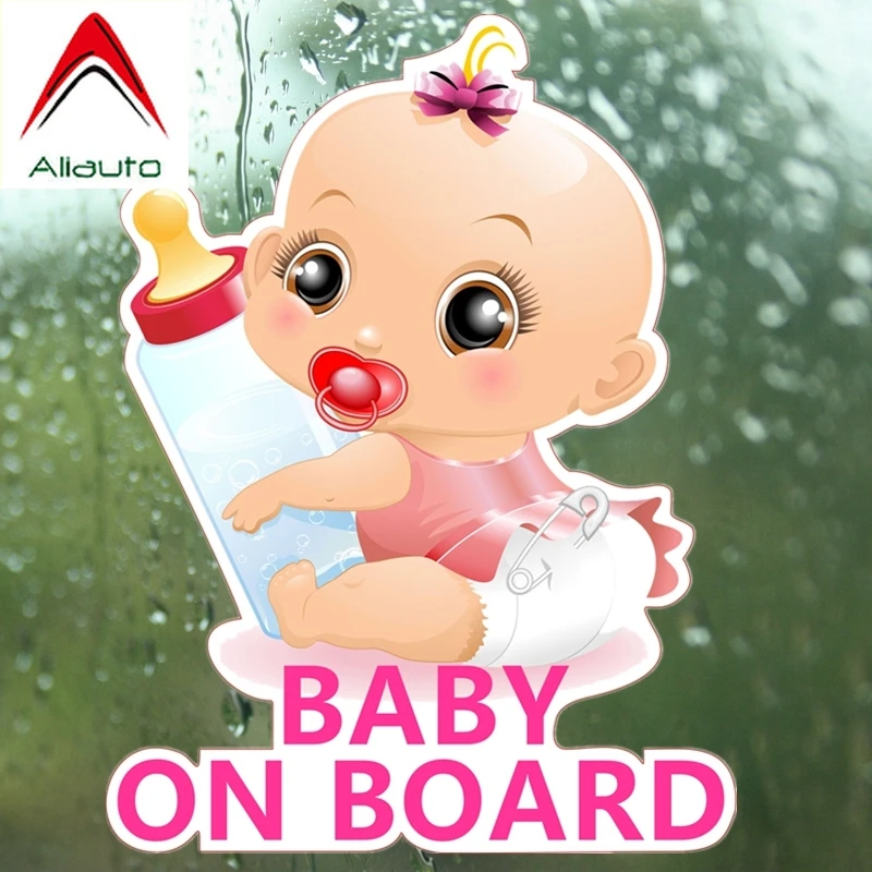 Aliauto Cartoon Car Sticker Lovely Baby on Board Deocr Cover Scratches Vinyl Decal for Chevrolet Aveo Mitsubishi Lada,17cm*13cm