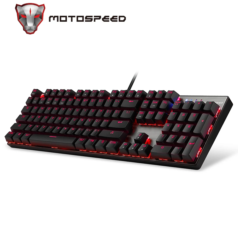 Motospeed CK104 Gaming Mechanical Keyboard Russian English Red Switch Blue Metal Wired LED Backlit RGB Dota 2 Overwatch Gamer