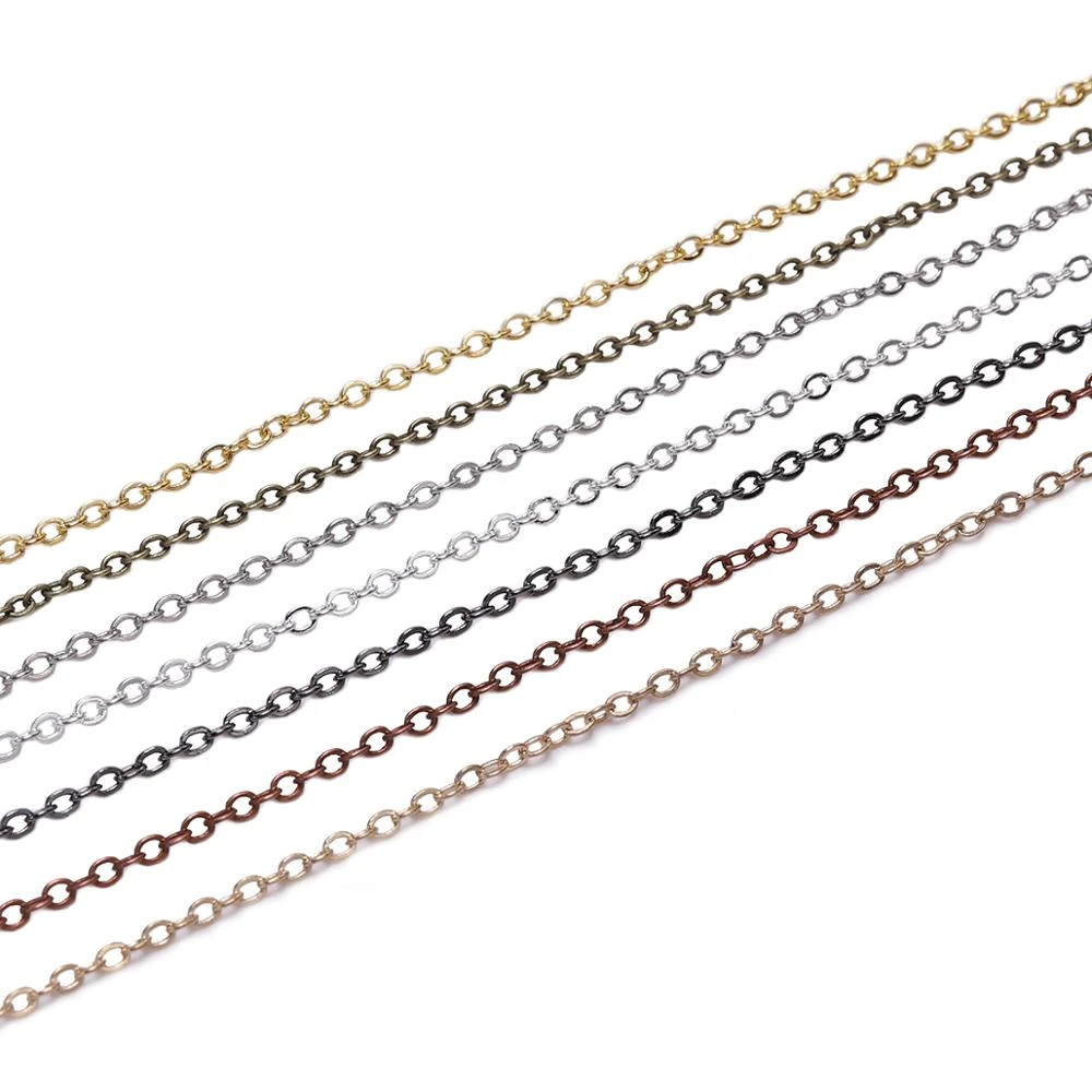 5m/lot Width 1.5 2mm  Gold Copper Oval Link Necklace Chain For Jewelry Making Findings Accessories Bracelet DIY Supplies