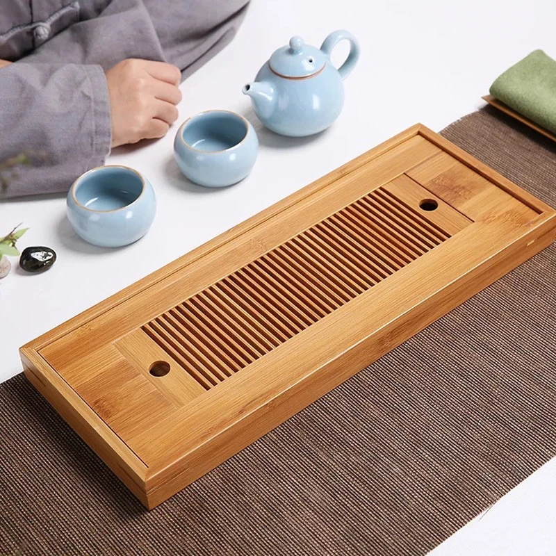 Bamboo Tea Trays Chinese Tea Serving Kung Fu Tea Trays Eco-Friendly Table Water Storage Trays Dry Bubble Table China Teaware