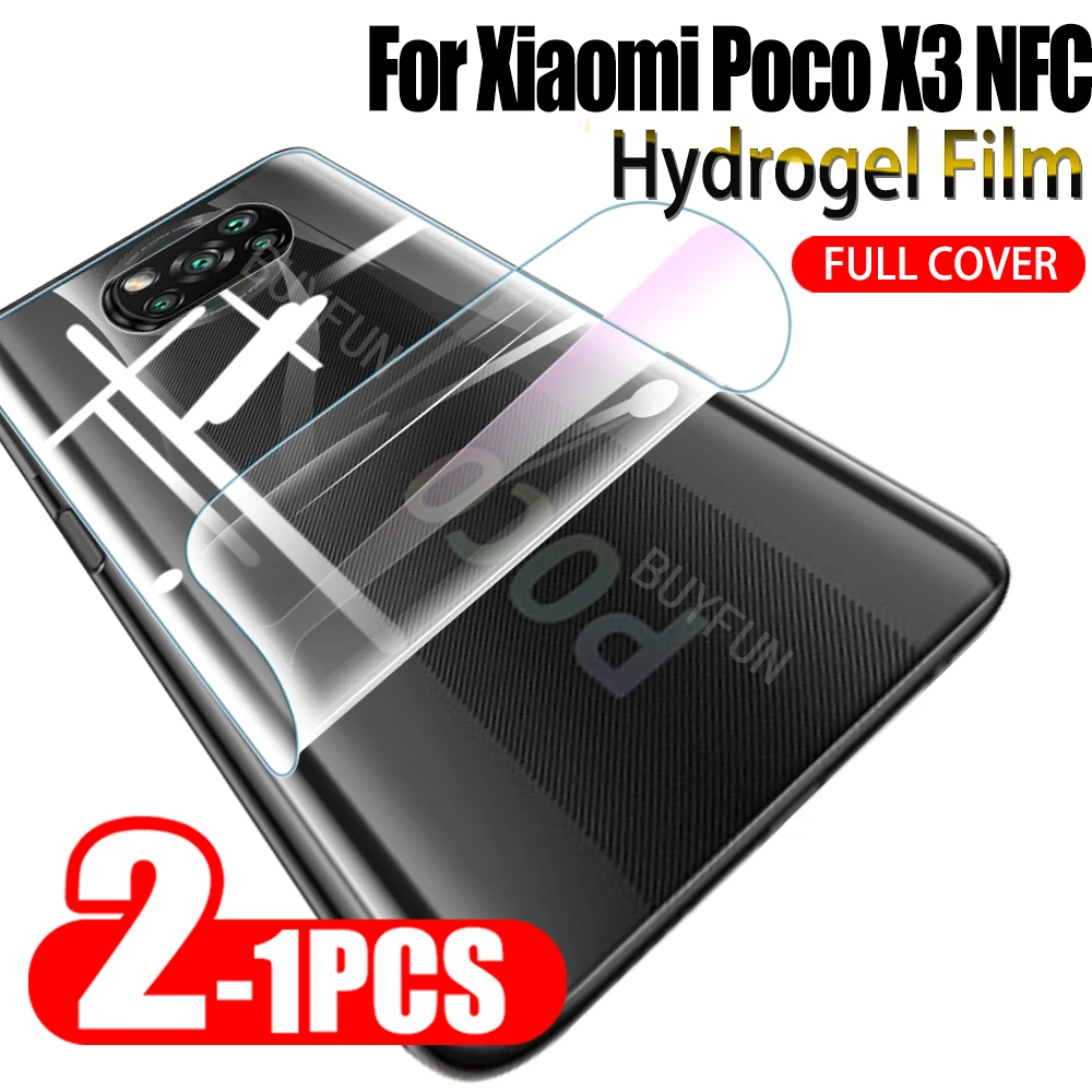 1-2PCS Hydrogel Film Back Cover Film For Xiaomi POCO X3 NFC Soft Battery Cover Film for Xiaomi pocophone X3 M3 Pro HD Not Glass