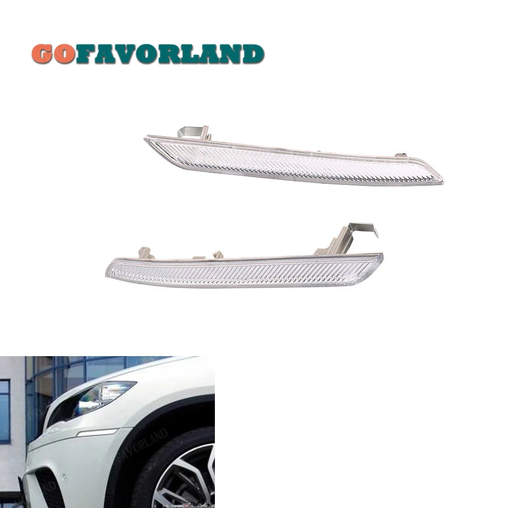 Left Right Pair Clear White Side Marker Reflector 63147187087 63147187088 For BMW X6 E71 E72 2008 2009 2010 2011 2012 2013 2014