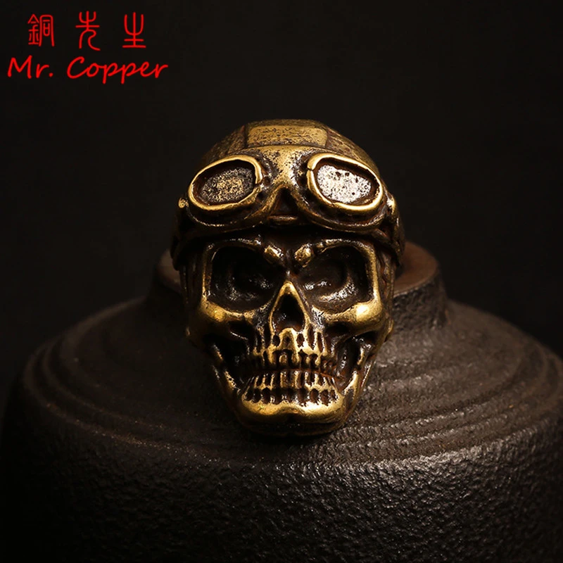 Punk Windproof Glasses Skull Head Leather Buckle Brass Screwback Rivet Button Vintage DIY Leather Belt Wallet Hardware Accessory