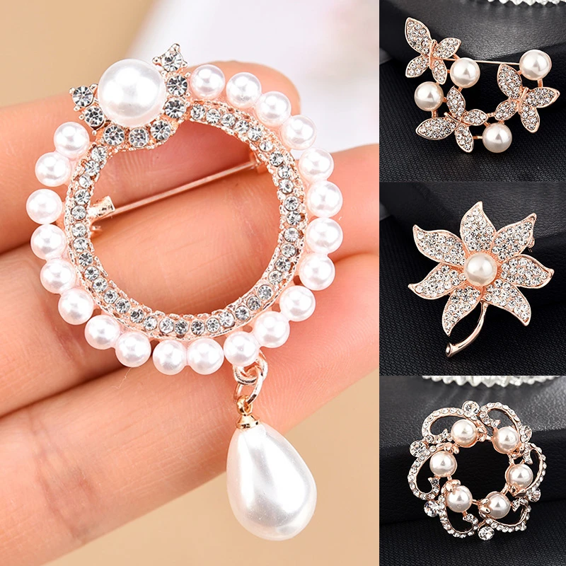 Women Flower Large Brooches Lady Rhinestone Pearl Corsage Brooch Girl Trendy Luxury Jewelry Best Gift Pins Jewelry Accessorises