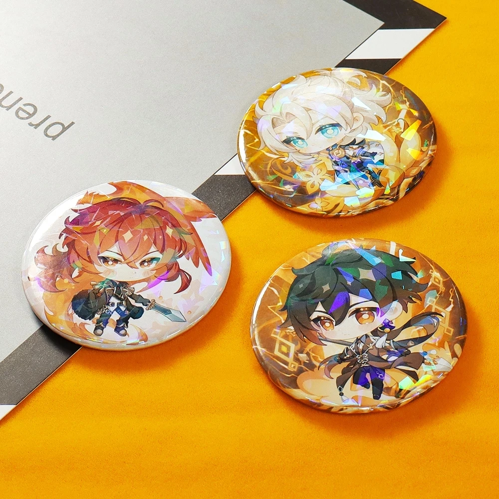 Genshin Impact Cosplay Badge Ganyu Albedo Paimon Tartaglia ZhongLi Diona Barbara Brooch Pin Gifts