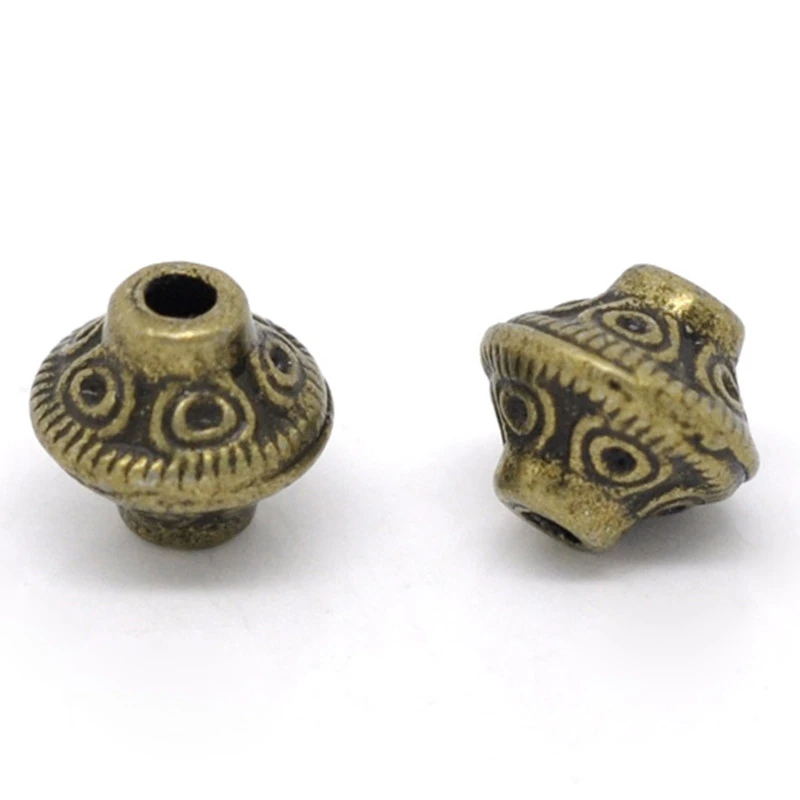 DoreenBeads Zinc Alloy Spacer Beads Bicone Antique Bronze Carved DIY Making Jewelry About 6mm x 6mm, Hole:Approx 1.6mm, 20 PCs