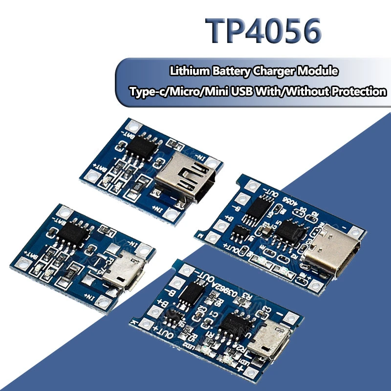 Mini Micro Type-c USB 5V 1A 18650 TP4056 Lithium Battery Charger Module Charging Board With Protection Dual Functions 1A Li-ion