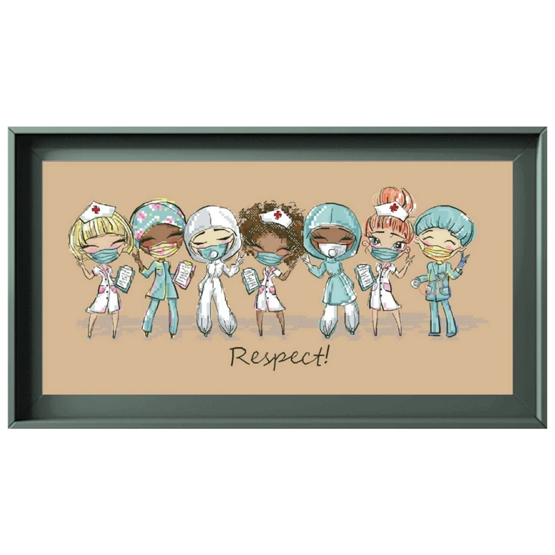 Respectable beautiful nurse cross stitch kits aida fabric 18ct 14ct 11ct flaxen linen cotton thread embroidery kits DIY craft