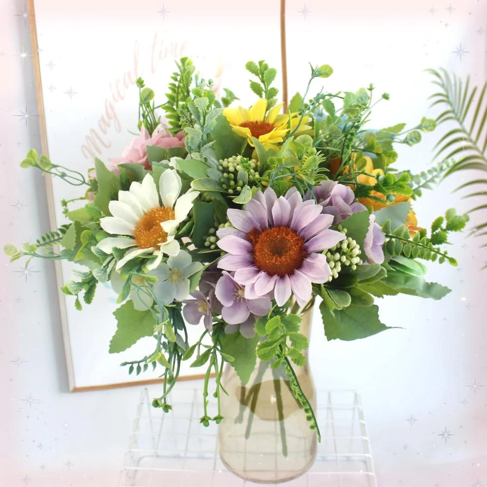1 bunch of lovely sunflower Hydrangea high quality artificial flower home garden party wedding decoration DIY silk flower