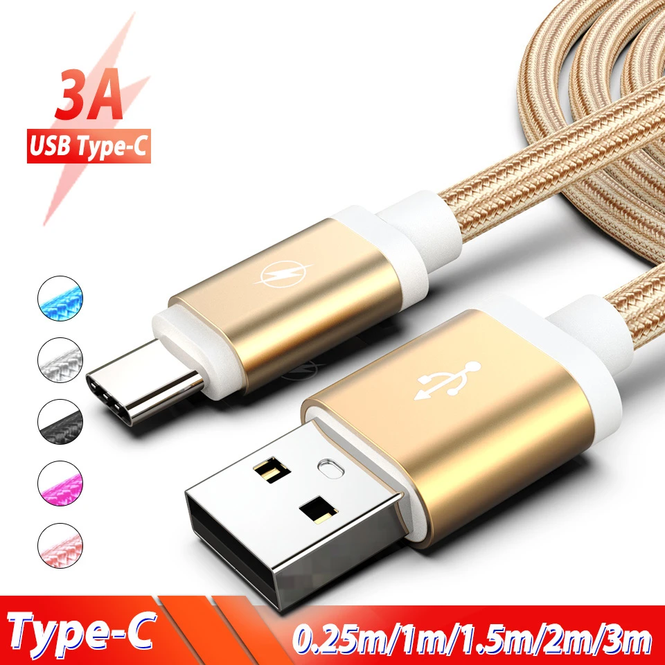 0.25m 1m 1.5m 2m 3m USB Type C Cable USB C Type-C Charging Wire Cord for Samsung Galaxy S21 S20 A71 M31s A5 A7 2017 A8 A9 2018
