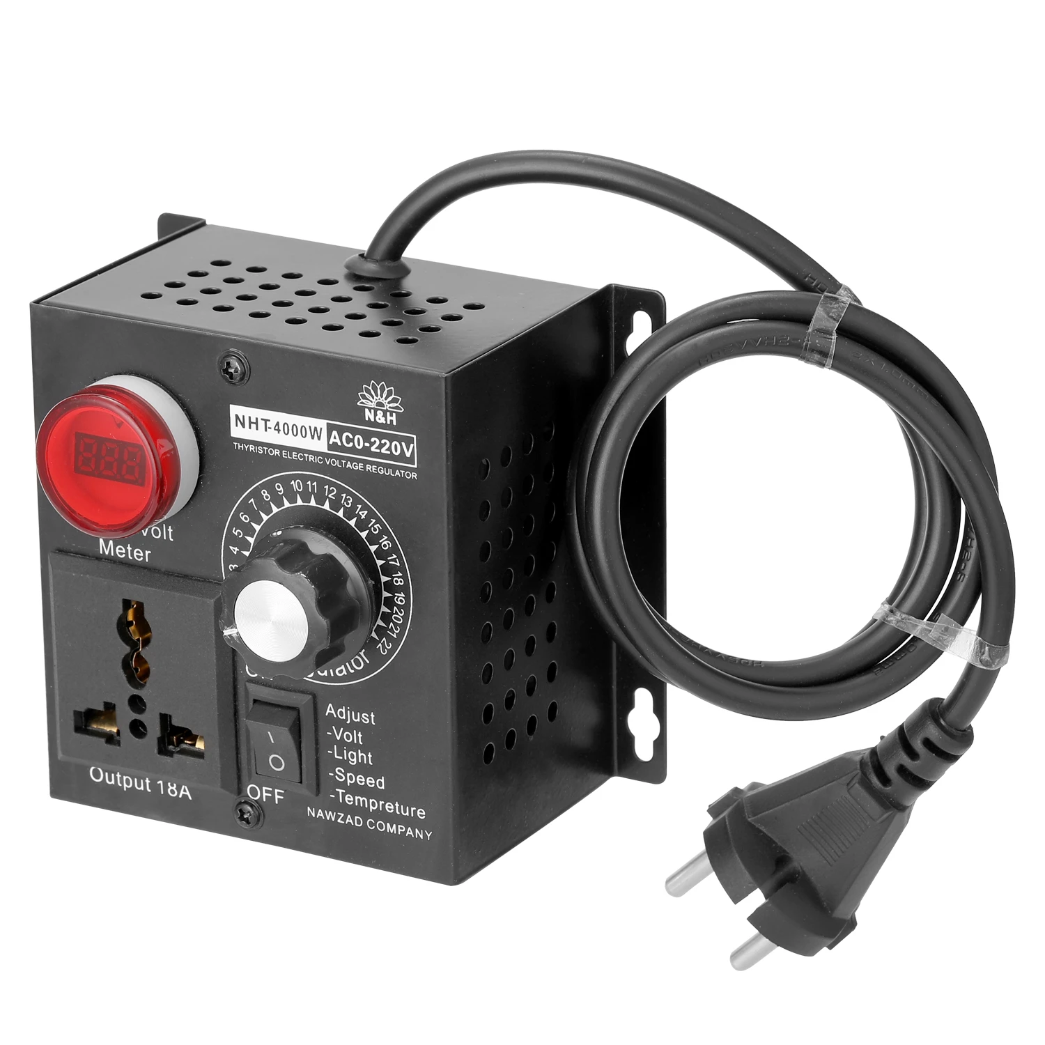 AC 220 V Compact Speed Temperature Light Voltage Adjuatable Dimmer NHT-4000W Variable Voltage Controller SCR Voltage Regulator