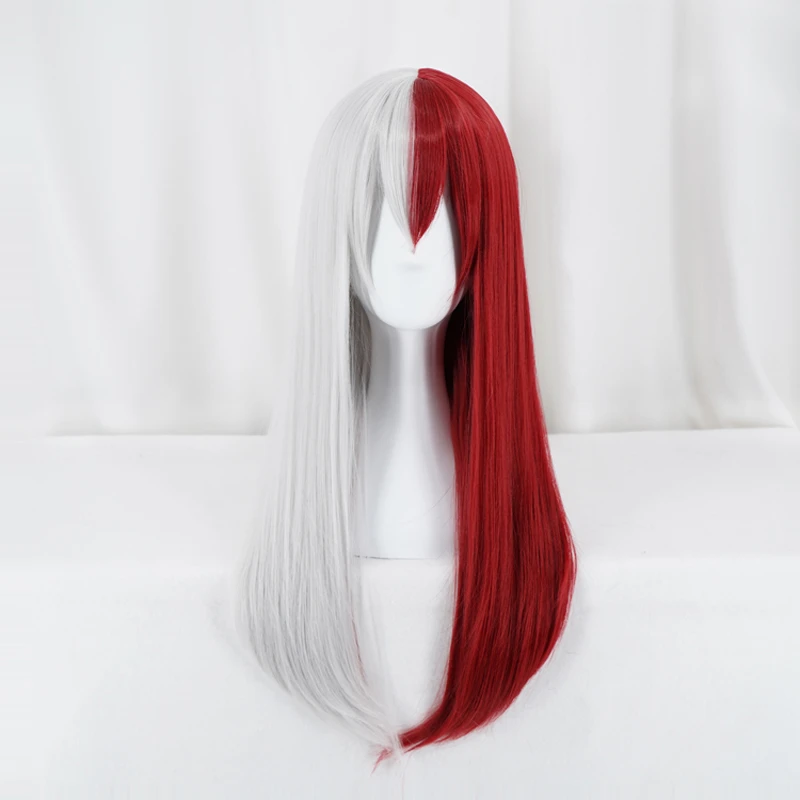 My Hero Academia Todoroki Shoto Long Wig Women Cosplay Red and White Hair Costume Boku no Hero Academia Halloween Wigs