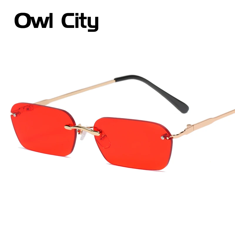 Small Rectangle Rimless Sunglasses Women Square Vintage Sun Glasses Brand Designer Men Retro 90s Trendy Gradient Glass