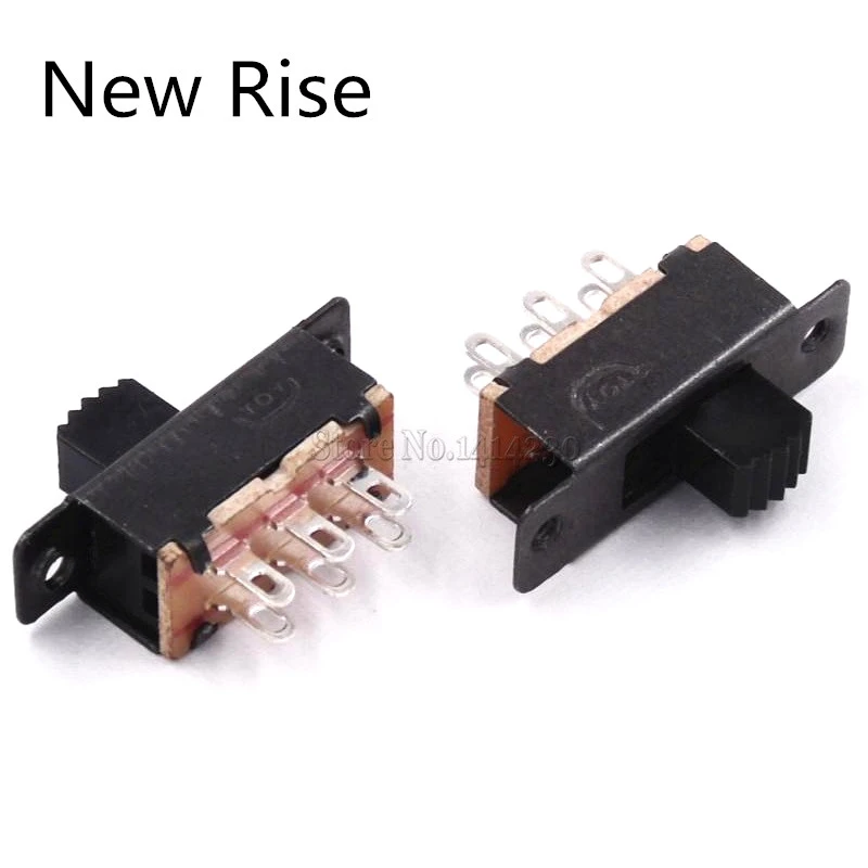 10PCS Toggle Switch 2 Position 6 Pins With Fixed Hole Handle High 5mm DPDT 2P2T Panel Mount Slide Switch 125VAC