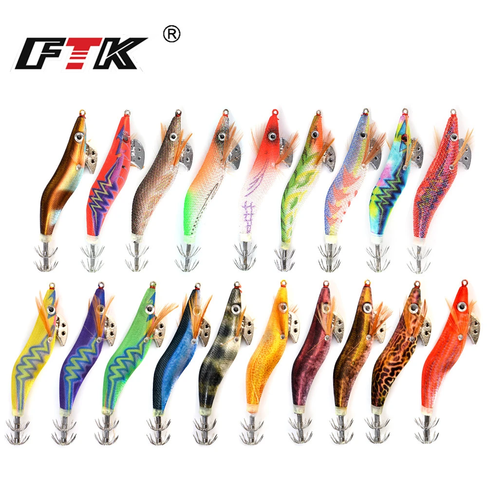 FTK 1pc/lot Fake Shrimp Hook Wood Bait Fishing  lure Wobbler Squid Jig Hard Bait Artificial Lure jigging Lure Octopus Bait 624