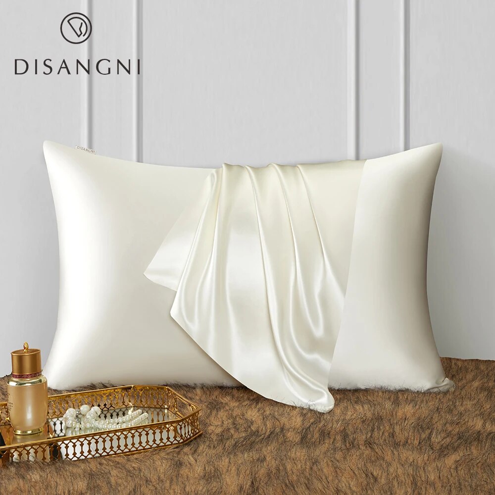 DISANGNI 22 Mummi 100% mulberry silk silk pillowcase, for hair and skin, double-sided silk zipper type, 1pc