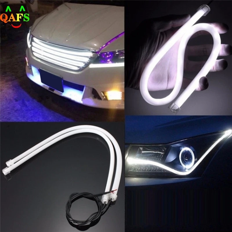 1Pc 60cm DRL Flexible LED Tube Strip Daytime Running Lights Turn Signal Angel Eyes Car Styling Singnal Lamp