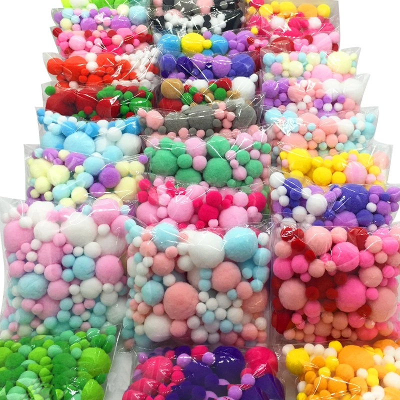 8mm To 30mm 20g Multi Size Mix Colors Pompom Fur Craft DIY Soft Pom Poms Balls Wedding Decoration Glue on Cloth Accessories 20g