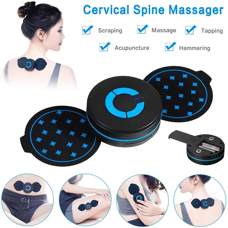 Wireless Cervical Massage Stimulator Portable Mini Electric Neck Back Massager Muscle EMS 6 Modes Battery Power Relief The Pain